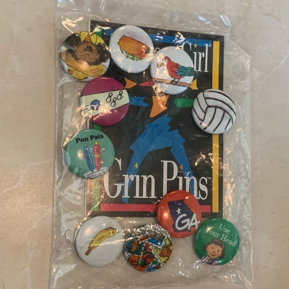 American Girl Grin Pins 1994 Sealed Bag 10 pin package collection Rare Find VTG - Picture 3 of 7